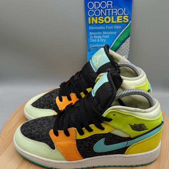 Nike 5.5Y Womens 7 Air Jordan Orange Black Blue Sneakers BQ6931-037 Flaws - Picture 1 of 16